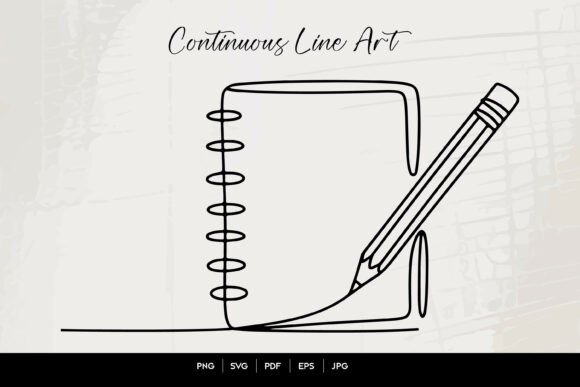 A Notebook Pencil One Line Art SVG for Real Projects