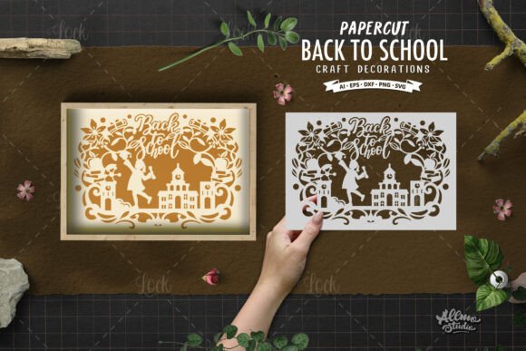 Intricate School Scene SVG Paper Cut for Embroidery